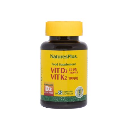 Nature's Plus Vitamin D3 1000IU K2 100mcg 90 Capsules