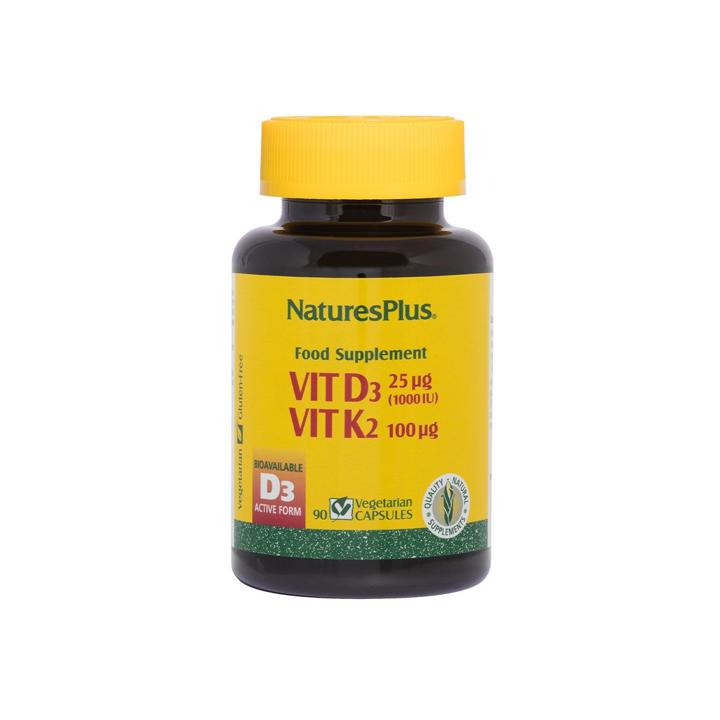 Nature's Plus Vitamin D3 1000IU K2 100mcg 90 Capsules