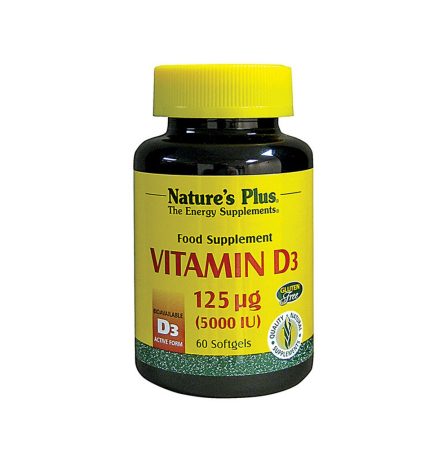 Nature's Plus Vitamin D3 125ug (5000IU) 60 Softgels