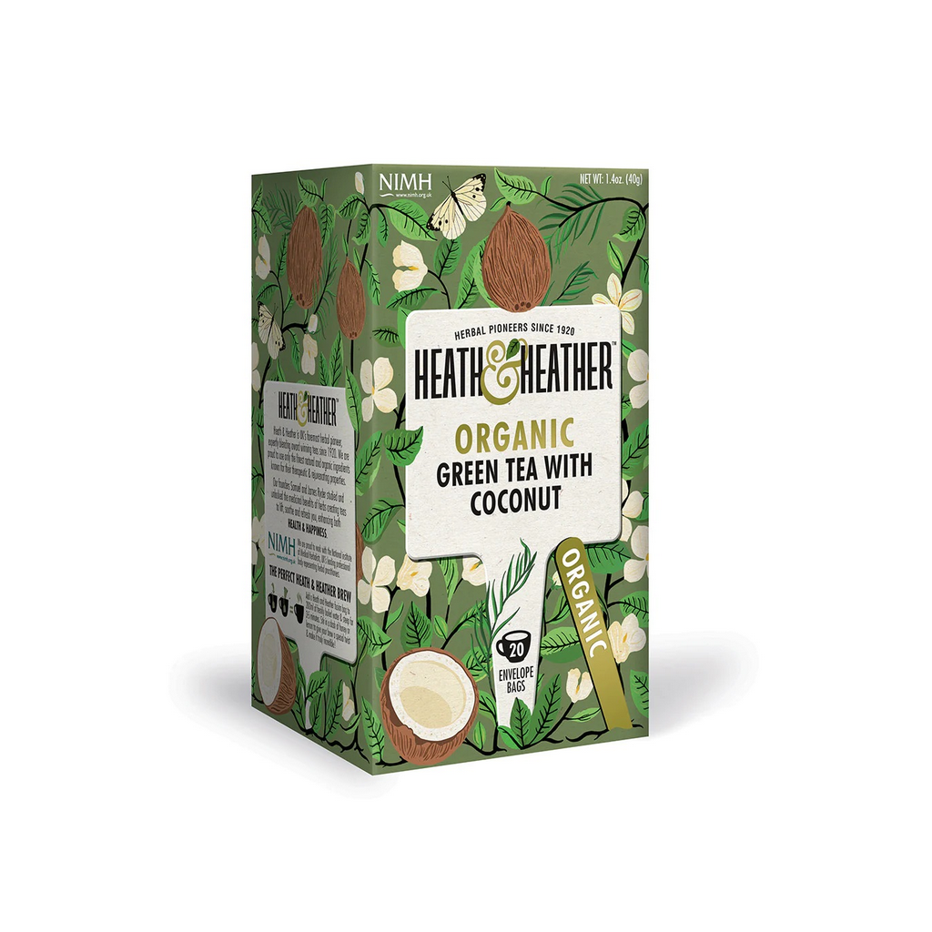 Heath & Heather Organic Green Tea with Coconut 20 Tea Bags